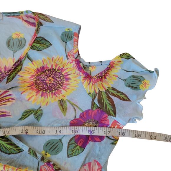 Vintage Y2k Cha Cha Vente Mesh Sheer Cold Shoulder top SM fairy whimsy Feminine - Picture 8 of 11